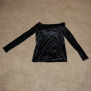 Ann Taylor Black Velvet Off Shoulder Top XSP